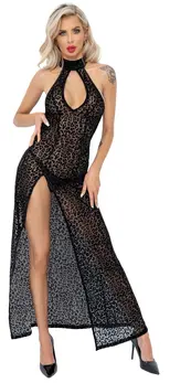 Noir Handmade Long Strapless Dress Leo Print Powernet M