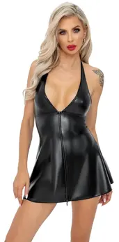 Noir Handmade rasširena haljina M, zmijski gornji deo i wet look suknja
