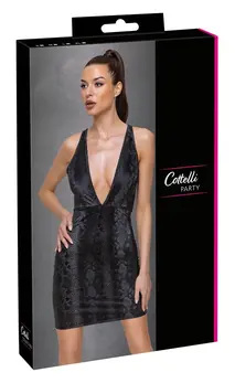 Cottelli PARTY Shiny Snakeskin Mini Dress S - Matte Finish, Tapered Fit