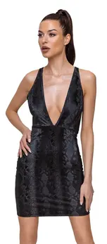 Cottelli PARTY Shiny Snakeskin Mini Dress S - Matte Finish, Tapered Fit