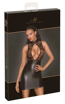 Noir Handmade Mini Dress M Matte & Sheer Velvet Flock Black