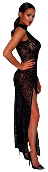 Noir Handmade Long Transparent Tiger Print Dress, Size L