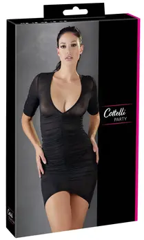Cottelli Collection Mini haljina S Crna sa dekorativnim naborima