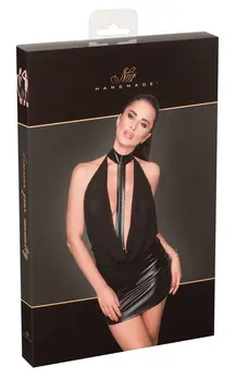 Noir Handmade Power Wet Look haljina providna L, sjajni detalji