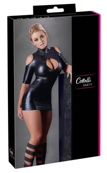 Cottelli Collection Wetlook Cold Shoulder haljina crna XL