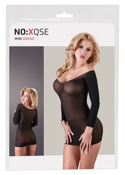 Cottelli Collection Transparentna Najlon Mini Haljina Zlatni Detalj S-L