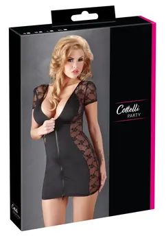Cottelli Collection Crna Haljina sa Rajsferšlusom i Cipkom, Velicina M
