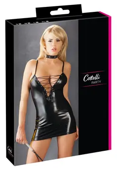 Cottelli Collection Wet Look haljina XL podesive naramenice crna