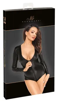 Noir Handmade Bodysuit S mat izgled zmijske kože dugi rukav rajsferšlus