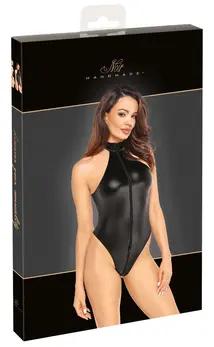 Noir Handmade Body Rajsferšlus+Šljokice XL, Crni powerwetlook, kragna sa kamenčićima