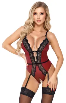 Abierta Fina Body Crveni/Crni XL, Otvorenog Dizajna, Lanci koji se Skidaju