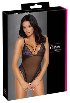 Cottelli Lingerie Body Lace S - Dvobojna Cvetna Mrežasta Bodibela