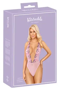 Kissable Body S/M Pink Powernet with Floral Embroidery Adjustable Straps
