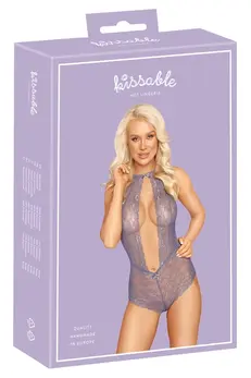 Kissable Lavender Lace Bodysuit S/M - Delicate Stretch Design with Bows