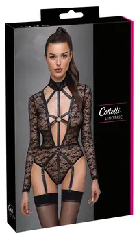 Cottelli LINGERIE Body Lace XL – Elegantan čipkani bodi sa detaljem pojasa