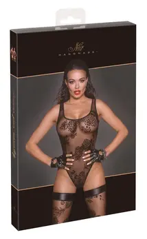 Noir Handmade Body Flock L - Sheer Powernet Bodysuit with Velvet Print