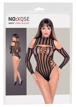 NO:XQSE Body Long Sleeves Seamless Net Stripe Black S-L