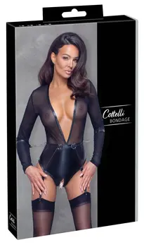 Cottelli Collection Bondage Body Crni XL - Mat i mreža, odvojive trake