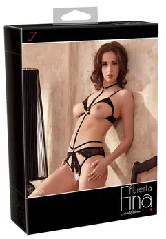 Velvet Strap Body XL by Cottelli Collection - Adjustable Black with Lace and Gold Details