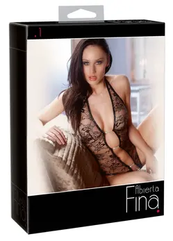Cottelli Collection Body S Black Lace Halterneck with Rhinestone Chains