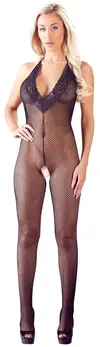 Cottelli Collection Net Catsuit S-L Lace Detail Backless Black