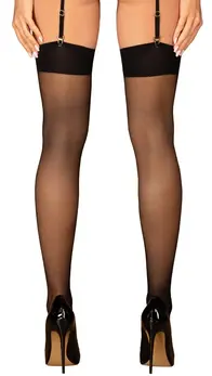 Obsessive Fishnet Stockings S-L with Decorative Pattern, Black