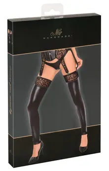 Noir Handmade Stockings Leo L - Power Wetlook, Velvet Flock Print, Size L