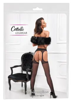 Cottelli Legware Podvezice Stil Crne Čarape sa Čipkom, 20 DEN, M