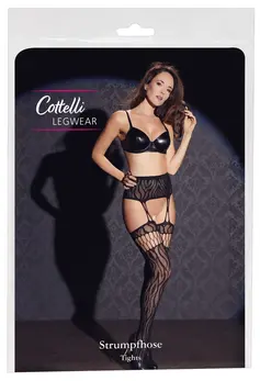Cottelli Collection Zebra Pattern Suspender Tights S/L Black-White