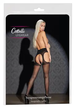 Cottelli Collection Hulahopke sa Podvezicama Čipkasti Dizajn Crna Veličina S-L
