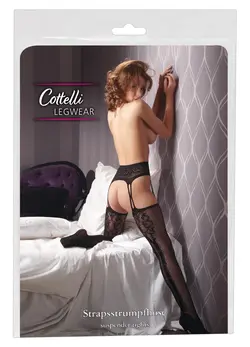 Cottelli Collection Hulahopke sa Podvezicama L/XL - Crna Mreža, Sa Šavom