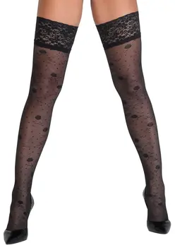 Cottelli Legware Držačice sa uzorkom ruže 20 Den Crna M/L