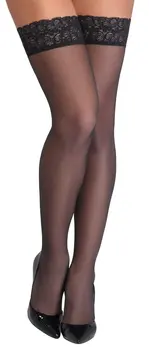 Cottelli Legware Hold-Up Stockings Black Lace Top 20 DEN, Size M/L