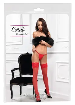 Cottelli Legware Crvene Držačice 20 Den, Čipkani Gornji Deo, Podesiva Veličina