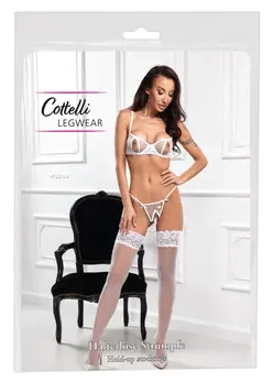 Cottelli Legware Bele Držačice sa Širokim Čipkanim Ukrasom 20 DEN, Veličina 4
