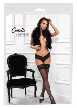 Cottelli Legware Crne Držačice sa 9 cm Čipkom, 20 DEN, Veličina BL