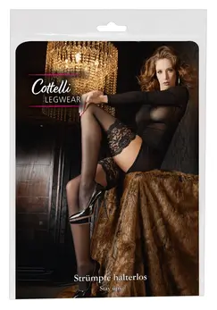 Cottelli Collection Hold-Up čarape 20 denijera crni čipkani vrh