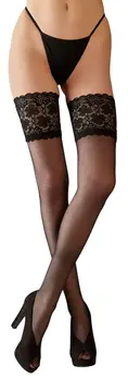 Cottelli Collection Hold-Up Čarape Cvetni Čipkasti Vrh 20 Denier Crna