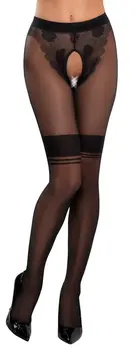 Cottelli Legware Retro Open-Crotch hulahopke 25 Den Nude/Crna S/M
