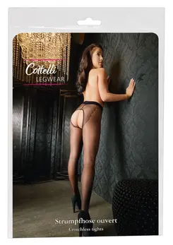 Cottelli Legwear hulahopke sa podvezicama 20 denier crne otvorenog dizajna