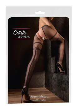 Cottelli LEGWEAR mrežaste hulahopke L/XL sa otvorenim međunožjem i dizajnom podvezica