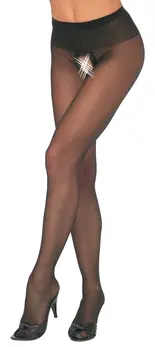 Cottelli Legwear crne hulahopke sa otvorenim međunožjem veličina 5 fleksibilan komfor