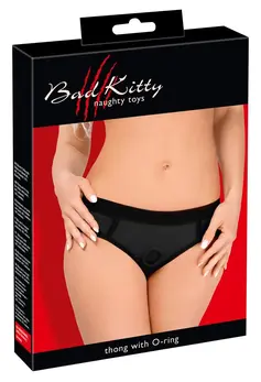 Bad Kitty Mikrovlakna Strap-On gaćice M crne sa podesivim prstenom