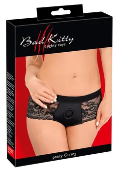 Bad Kitty Panty M - Lace Strap-On Harness Panties, Black, Size M