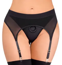 Bad Kitty Suspender Thong S Black Microfibre Harness with Garter Belt