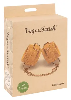 Vegan Fetish Handcuffs Cork Edition Gold Details Adjustable 12-26cm