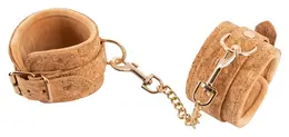 Vegan Fetish Handcuffs Cork Edition Gold Details Adjustable 12-26cm