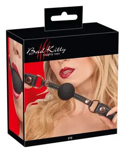 Bad Kitty Adjustable Black Silicone Gag with Plush Strap and Rose-Gold Accents