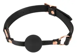 Bad Kitty Adjustable Black Silicone Gag with Plush Strap and Rose-Gold Accents