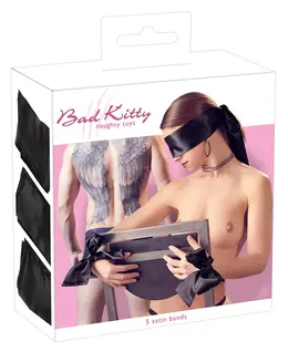 Bad Kitty Satin Ribbon Set 5 pcs Black Elegant Restraint System